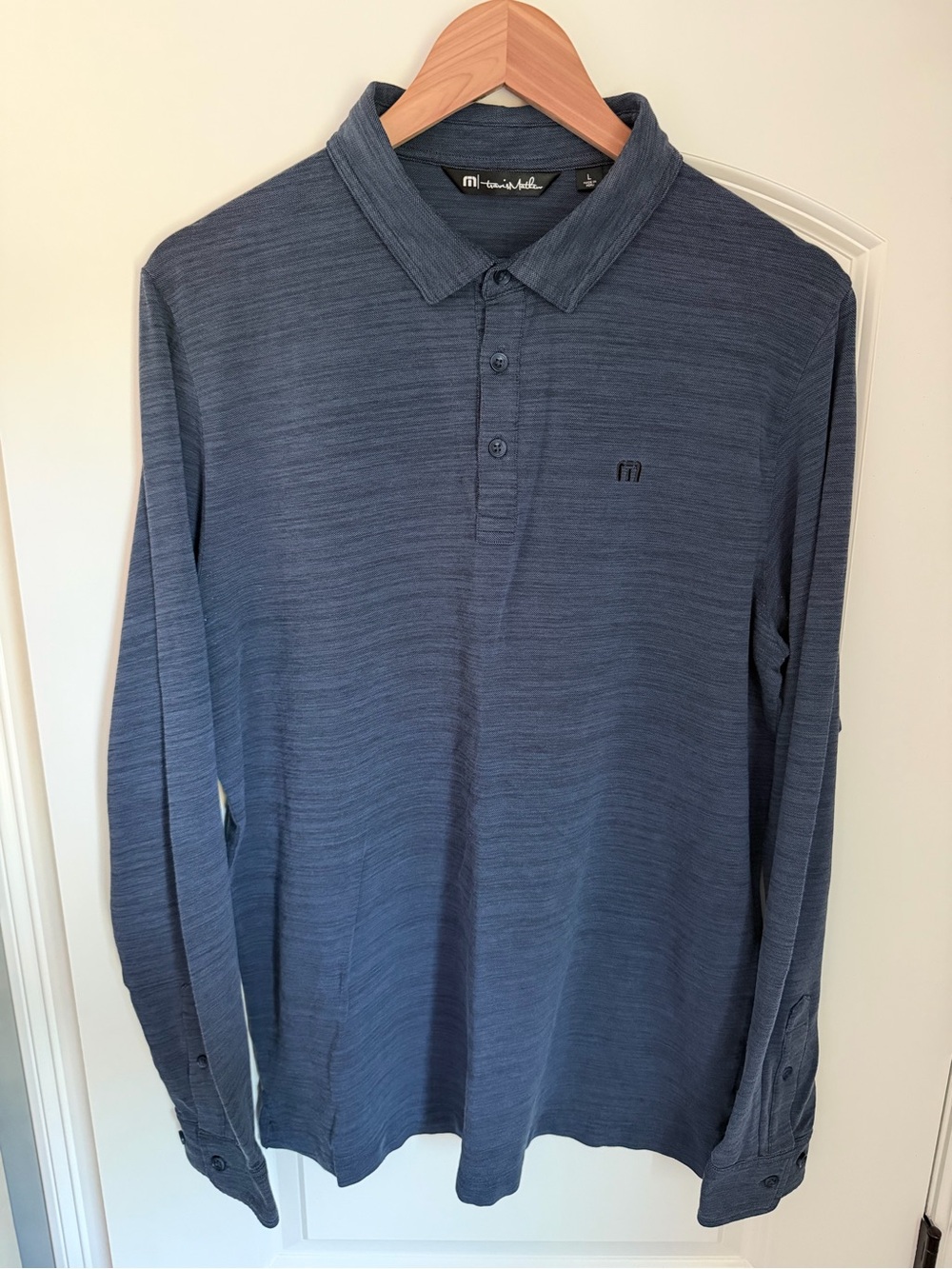Travis Mathew Men's Long Sleeve Polo in Navy Heather